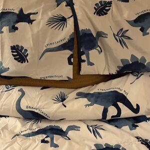 Pillowfort Dinosaur Print Bedding Set - Navy and White